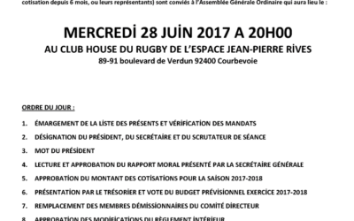 Convocation AG Ordinaire