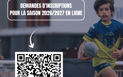 Ecole de Rugby, saison 2026/2027 – ouverture des pré-inscriptions en ligne le 13 juin